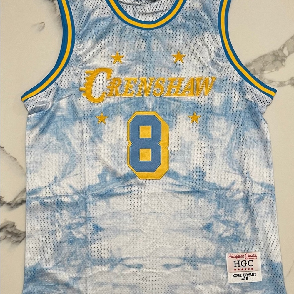 Kobe #8 Crenshaw Blue and Yellow Men's Jersey-Headgear Classic